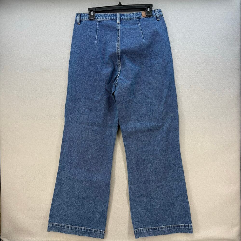 Rubberband Stretch Jeans Women's 30 11/12 Blue Patch Pocket Wide Leg NWT - Picture 2 of 14